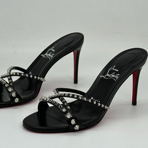 Christian Louboutin TATOOSH SPIKES 85 Leather Mule Slide Sandal Heels Shoes - Picture 12 of 16